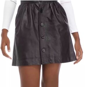 French Connection | Black Leather Button up skirt | size 8